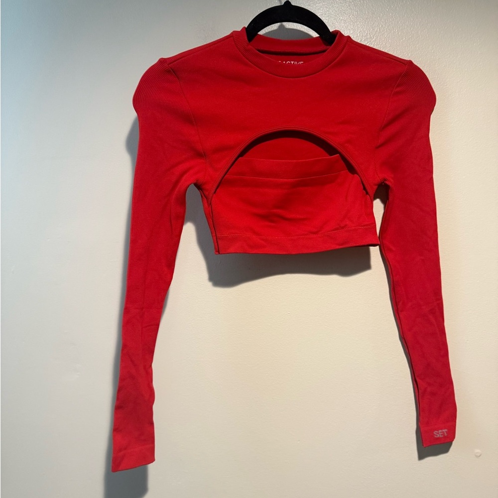 SET Active Womens red sculpt flex long sleeve top size small - Picture 3 of 9